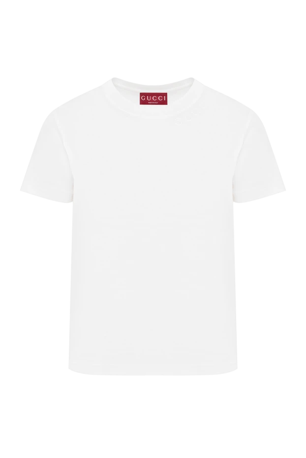 Футболка из хлопкового джерси с кристаллами белая - фото 1