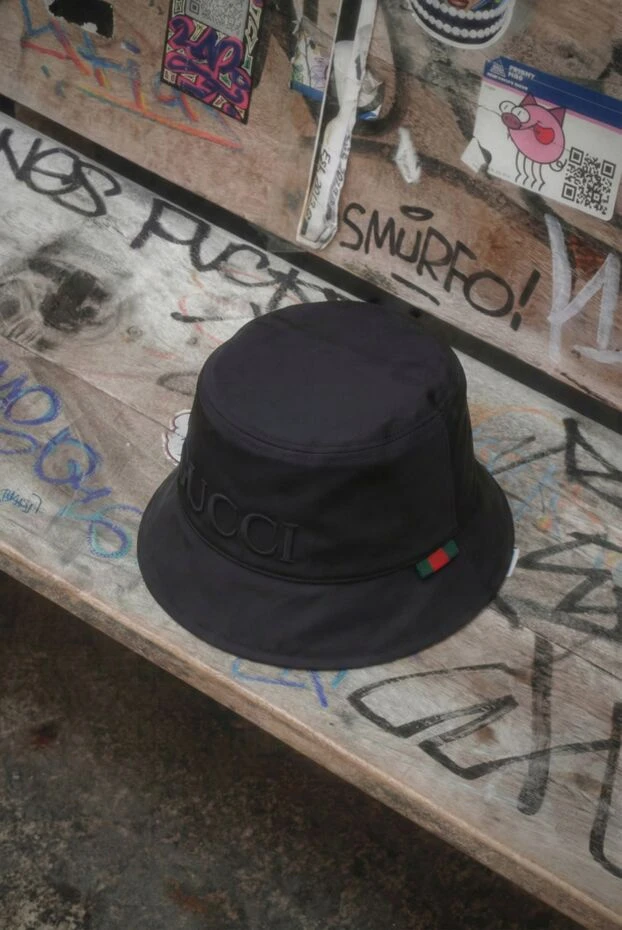 Черная нейлоновая панама с логотипом мужская - фото 2