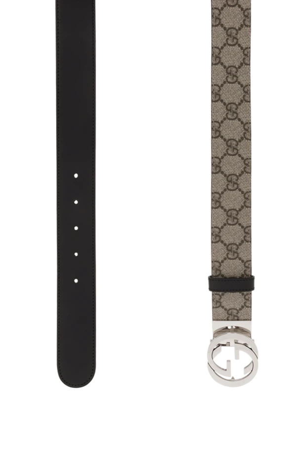 Gucci gg supreme бежевый ерлер кенепті қайтымды белбеуі 187471 - фото 3