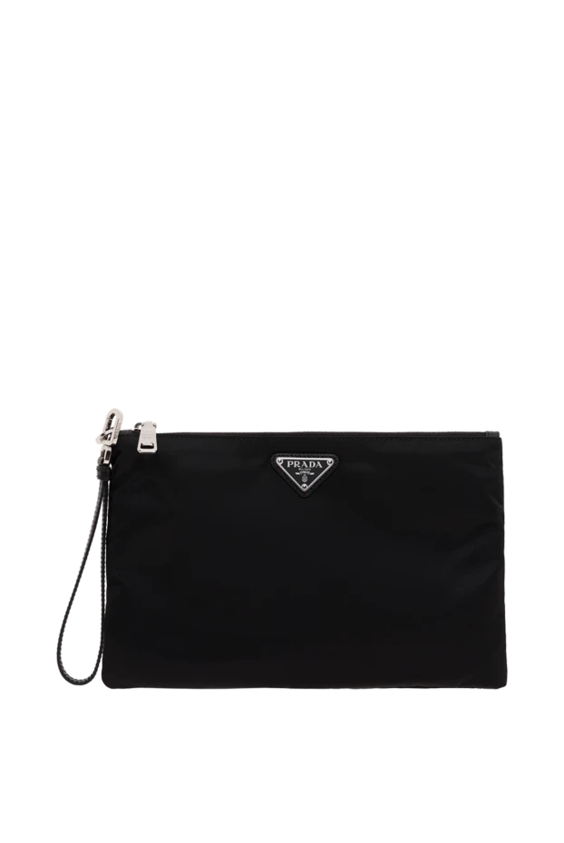 Мужская косметичка из Re-Nylon и кожи Saffiano черная - фото 1