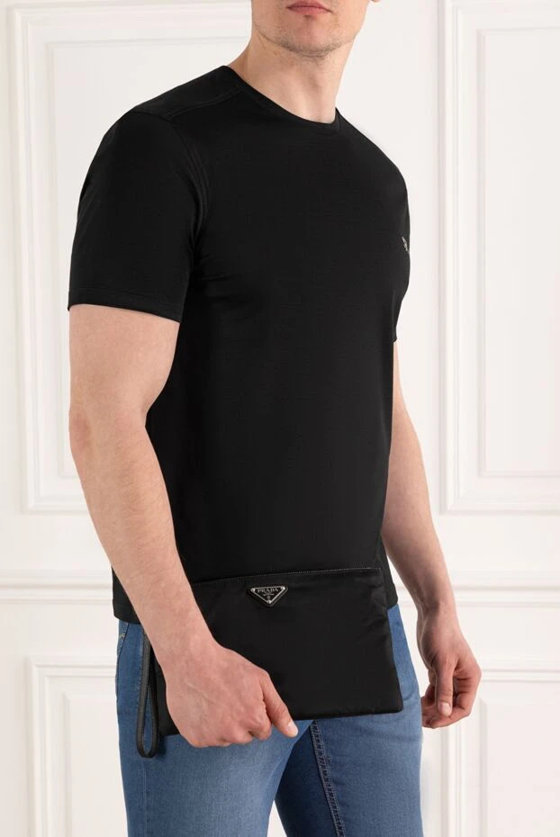 Prada мужская косметичка из re-nylon и кожи saffiano черная 187472 - фото 2