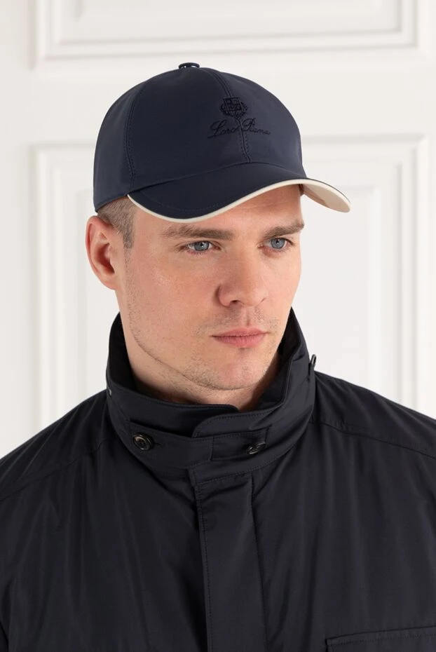 Loro Piana спортивная бейсболка с вышитым логотипом синяя мужская 187476 - фото 2