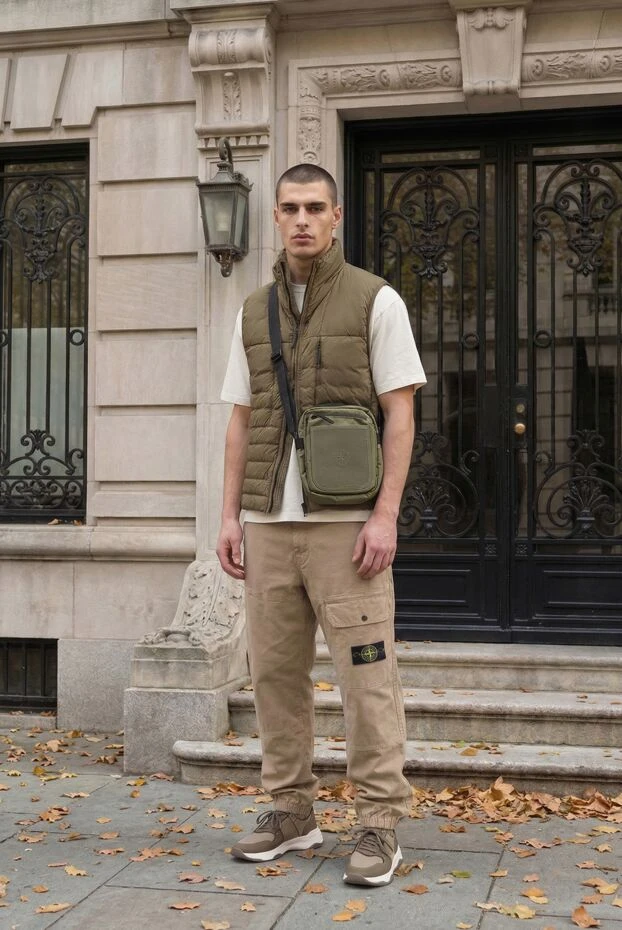 Berluti резеңке жабыны бар тоқыма және бұзау терісінен жасалған көлеңкелі кроссовка, бежевый 187499 - фото 2