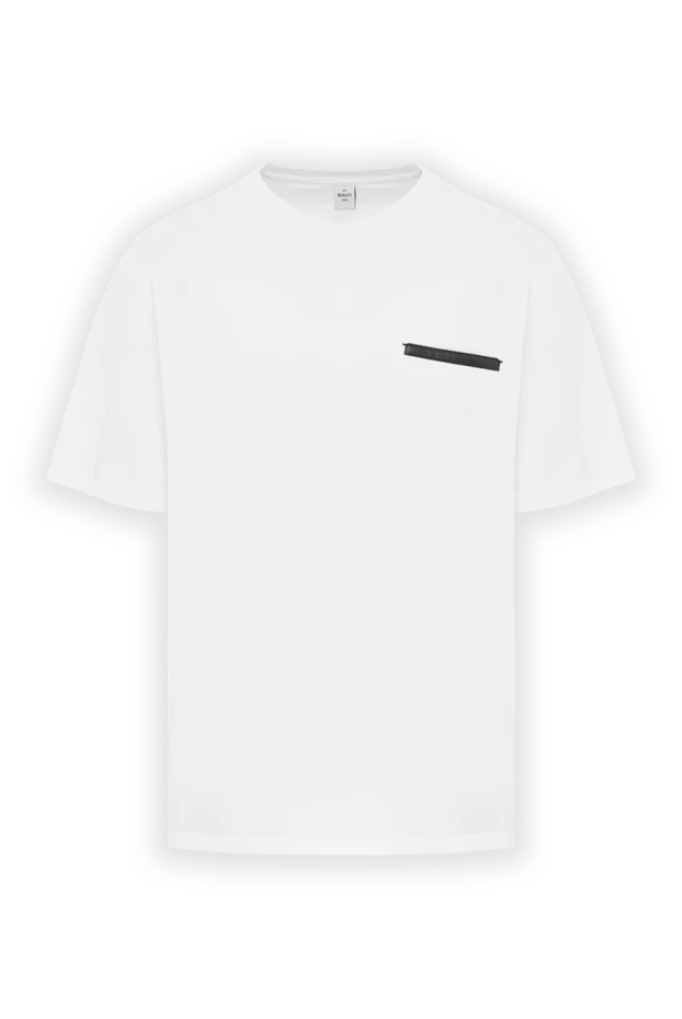 Ерлерге арналған былғарыдан жасалған қалталы ақ футболка - фото 1