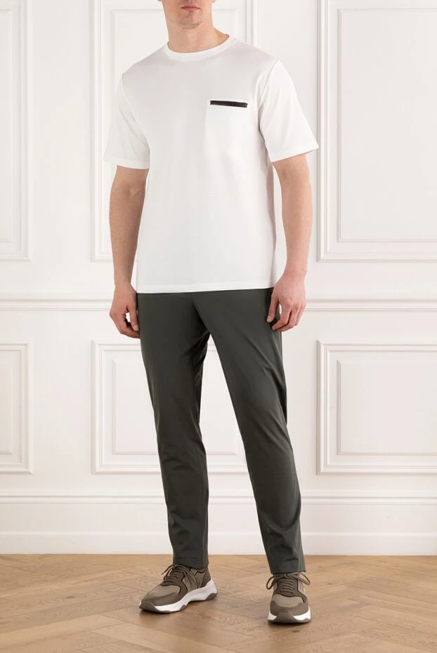 Berluti белая футболка с карманом с отделкой из кожи мужская 187502 - фото 2