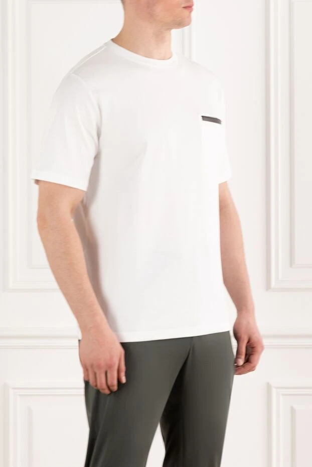 Berluti белая футболка с карманом с отделкой из кожи мужская 187502 - фото 3
