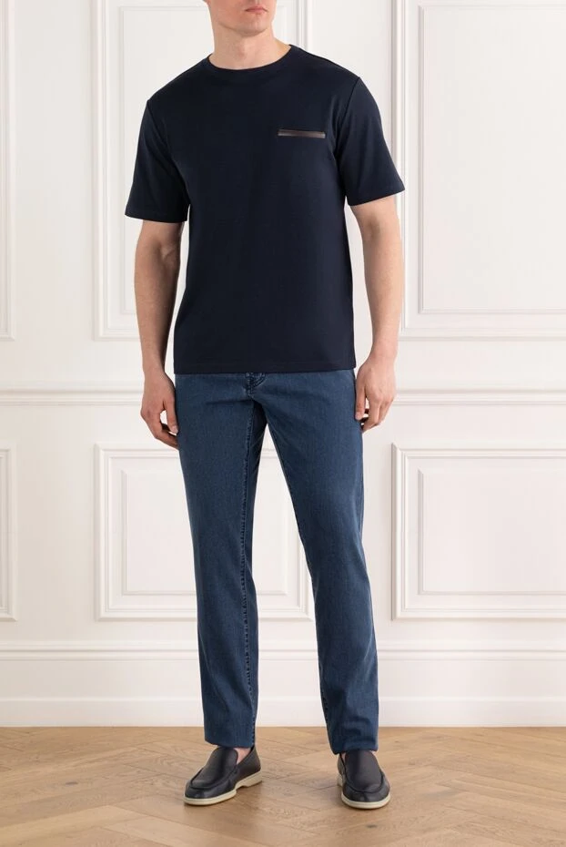 Berluti men's black t-shirt with pocket with leather trim 187503 - photo 2