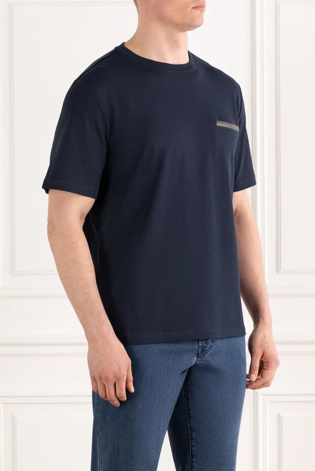 Berluti черная футболка с карманом с отделкой из кожи мужская 187503 - фото 3