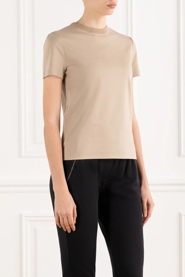 Loro Piana футболка my-t из чистого хлопкового джерси бежевая 195622 - фото 3