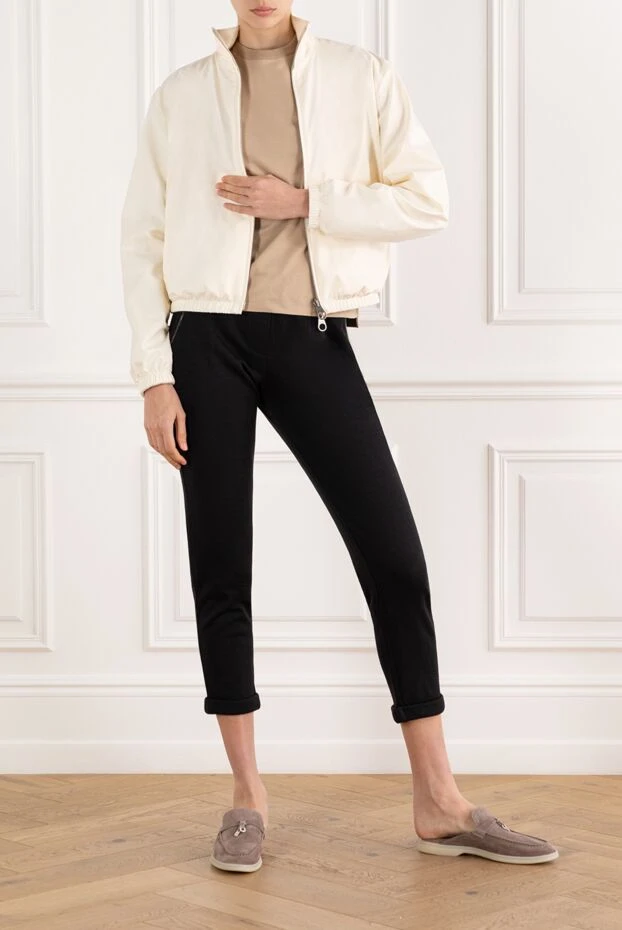 Loro Piana куртка-бомбер из смеси микрофибры и кашемира белая женская 187508 - фото 2