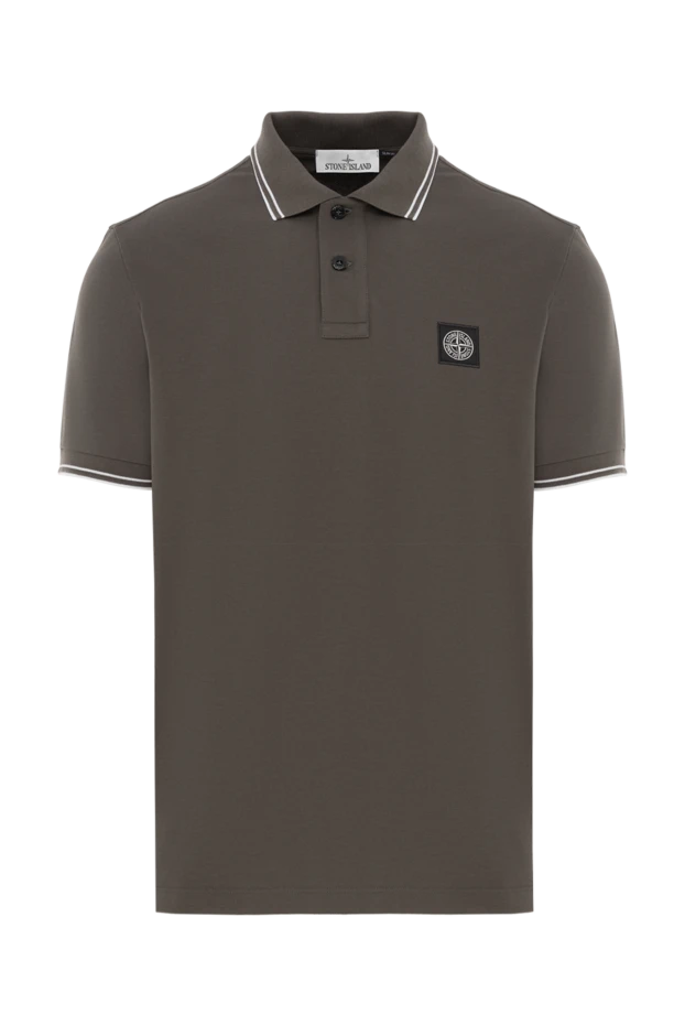 Green polo with logo and white cotton trim - photo 1