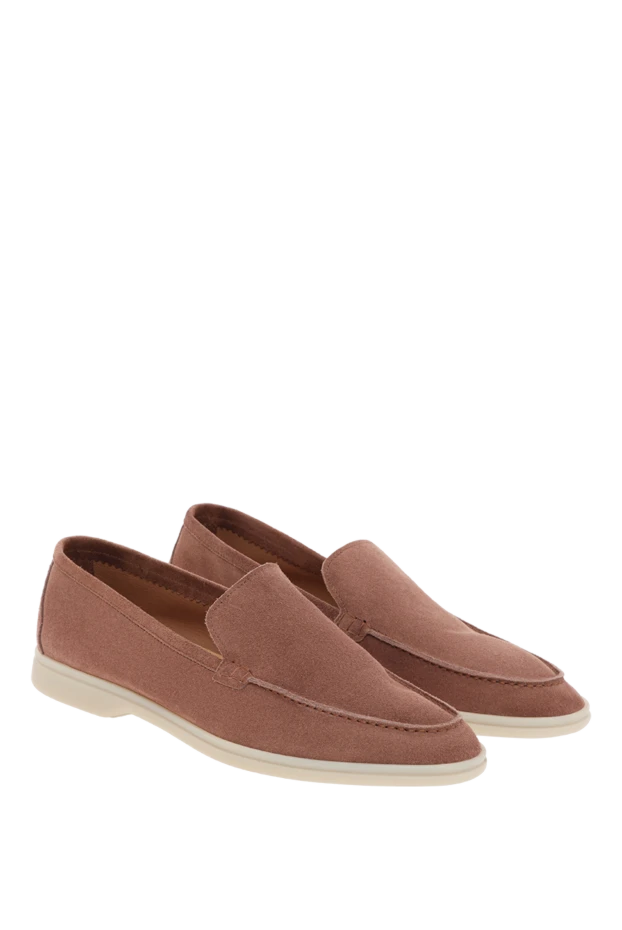 Cesare di Napoli замшевые мужские лоферы casimiro коричневые на белой подошве 187515 - фото 3