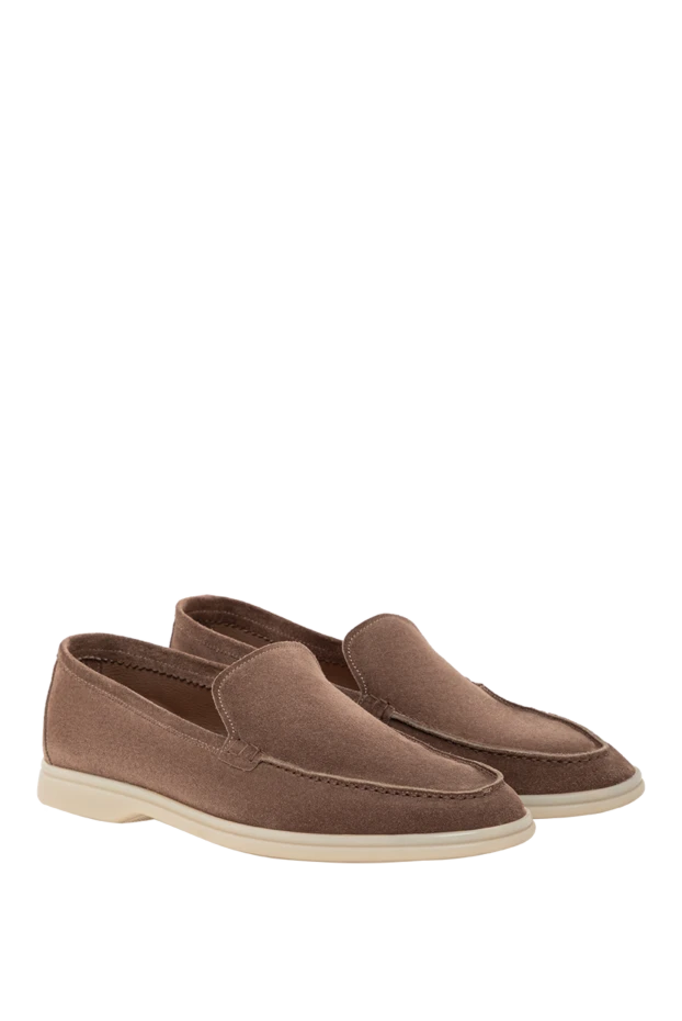 Cesare di Napoli лоферы в стиле smart casual из бархатистой замши цвета капучино
 187516 - фото 3