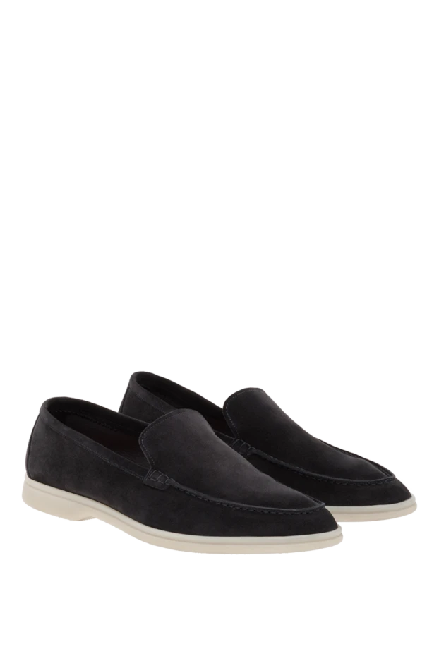 Cesare di Napoli замшевые мужские лоферы casimiro синие на белой подошве 187519 - фото 3