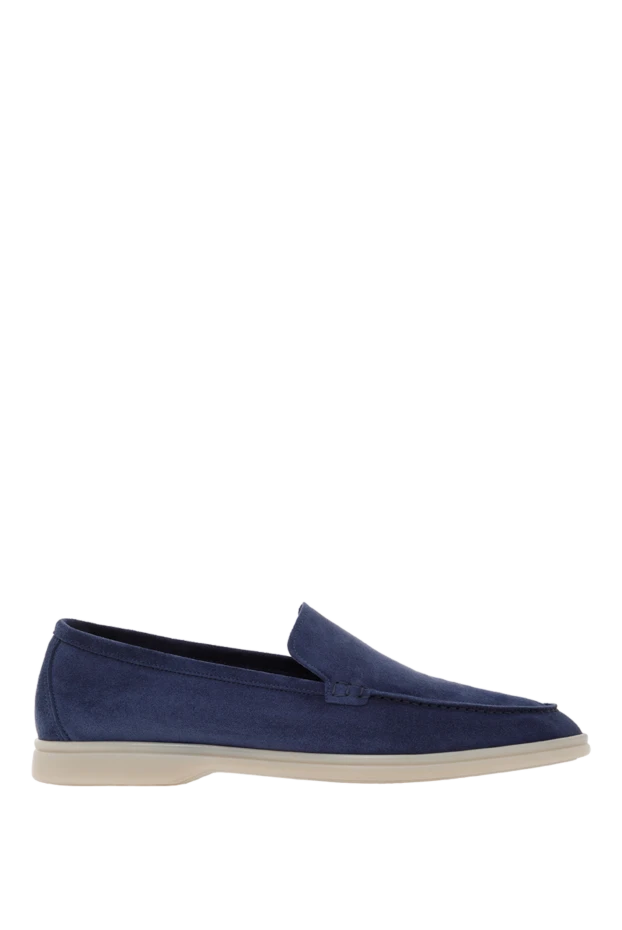 Casimiro men's suede loafers light blue with white sole - photo 1