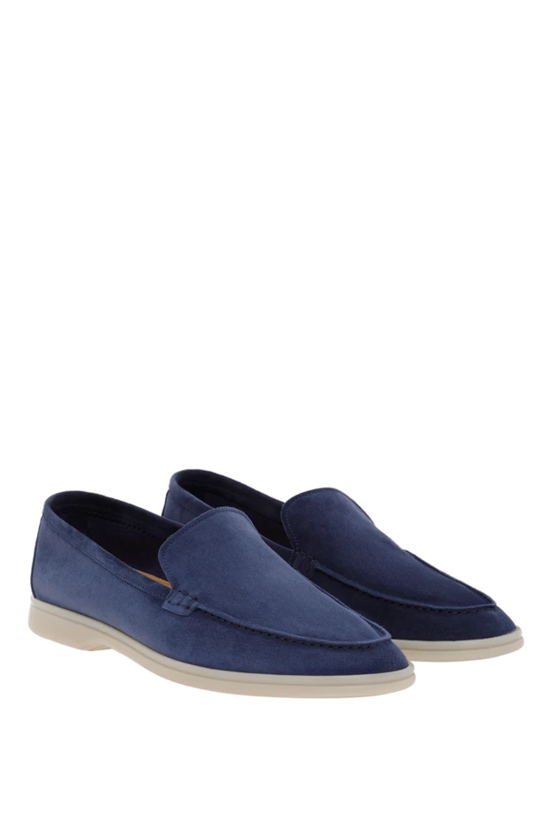 Cesare di Napoli замшевые мужские лоферы casimiro светло-синие на белой подошве 187520 - фото 3
