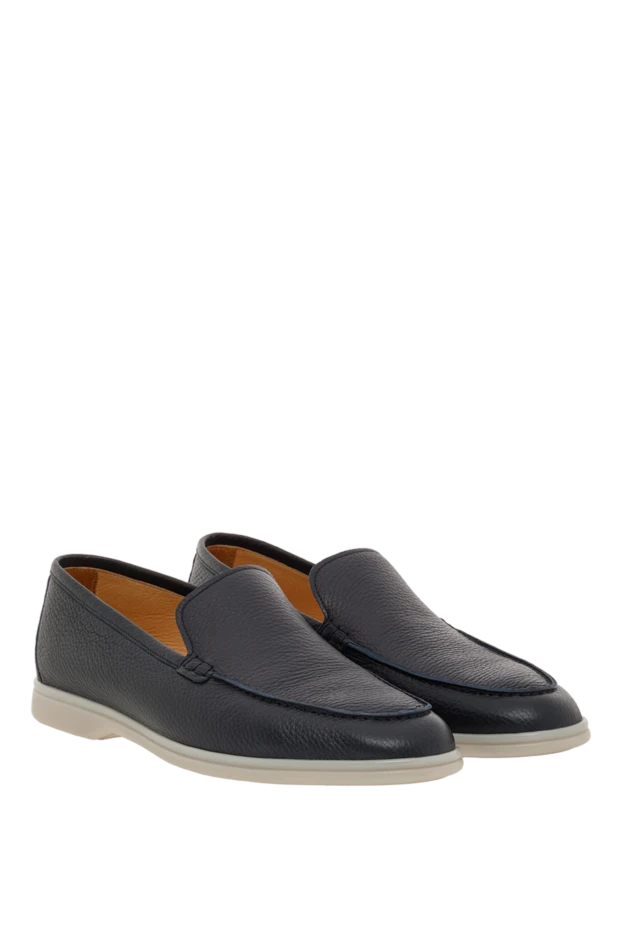 Cesare di Napoli лоферы мужские брендовые синие из кожи 187522 - фото 3