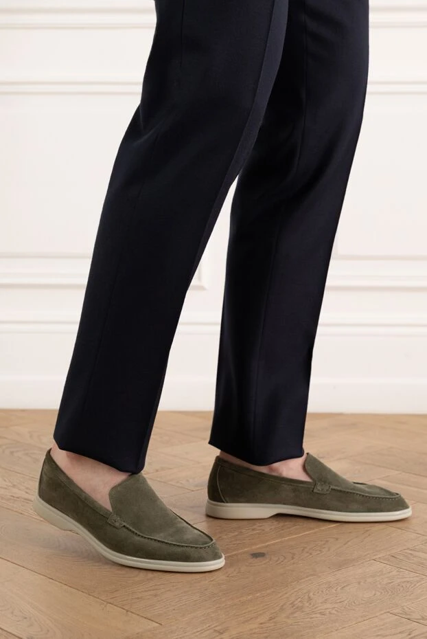 Cesare di Napoli жасыл былғарыдан жасалған ерлерге арналған лоферлер 187523 - фото 2