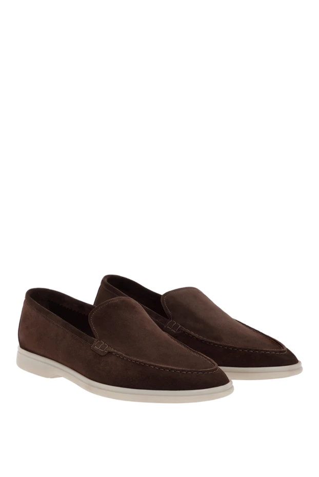Cesare di Napoli лоферы коричневые итальянские мужские из замши 187527 - фото 3