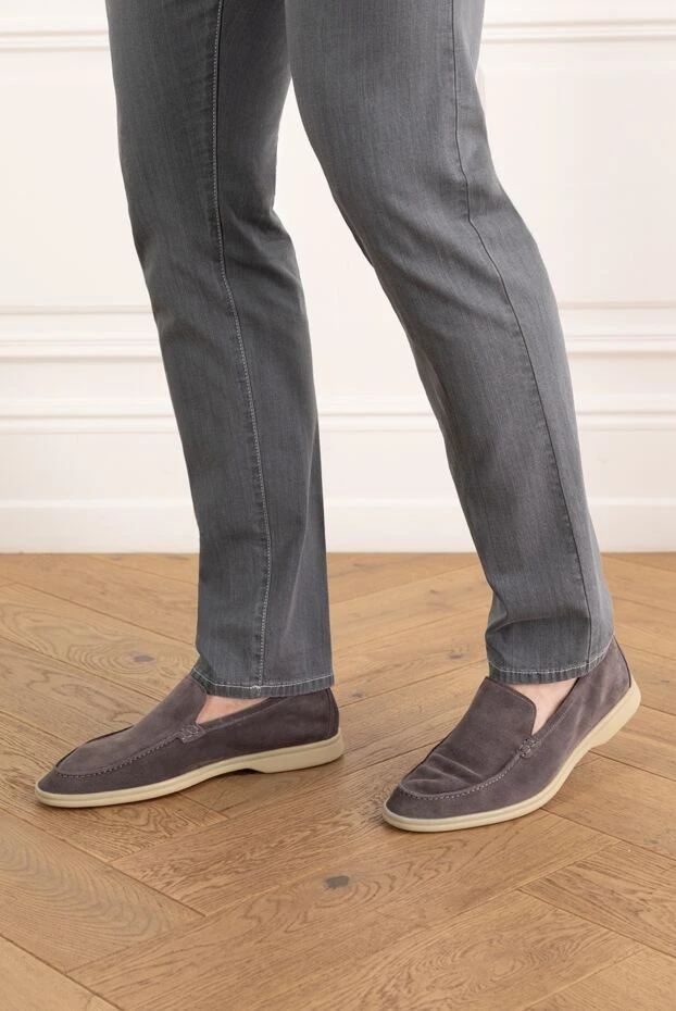 Cesare di Napoli ақ күдері табаны бар сұр лоферлер 187528 - фото 2