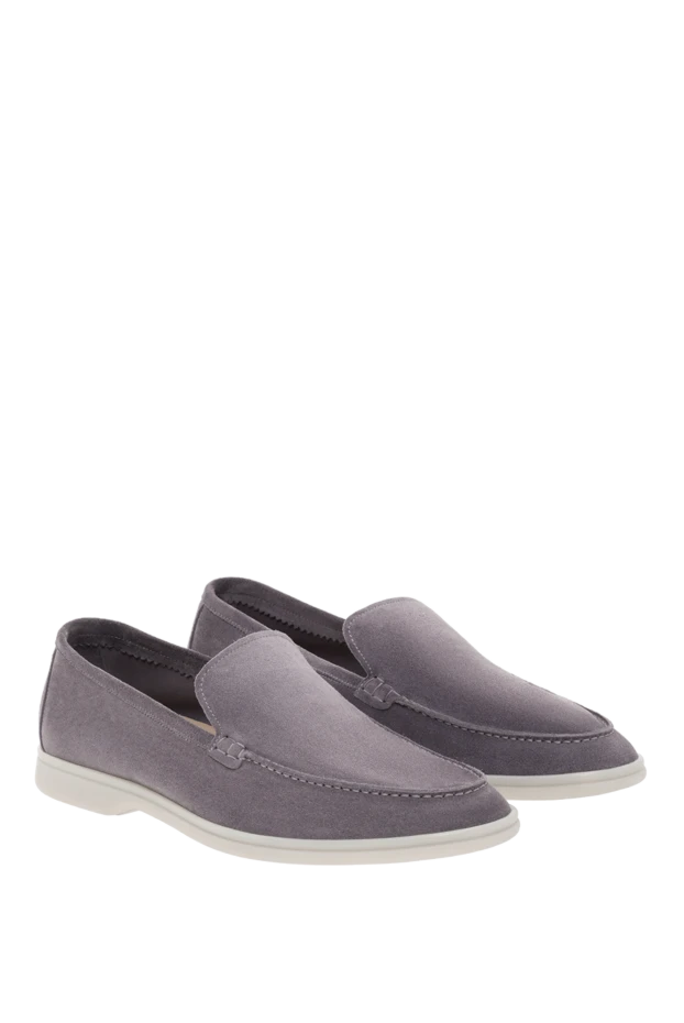 Cesare di Napoli серые лоферы на белой подошве из замши 187528 - фото 3