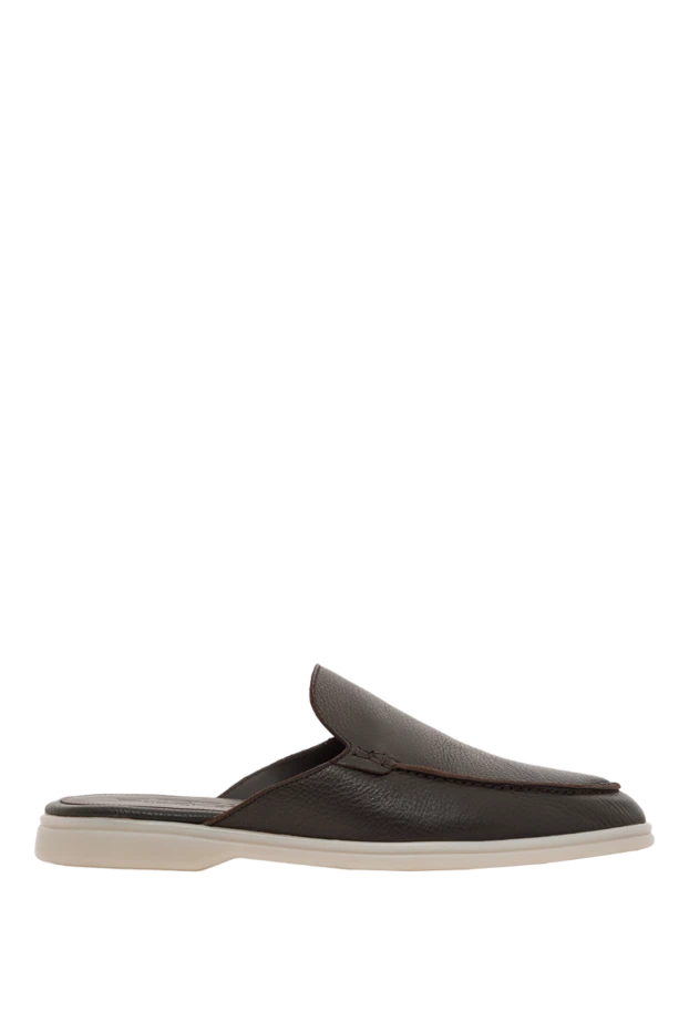 Мюли кожаные мужские коричневого цвета - фото 1