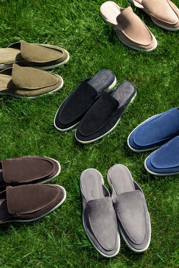 Men's gray suede slippers - photo 2