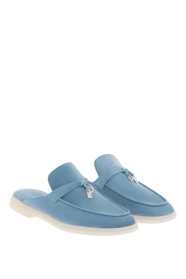 Fleur de Paris замшевые мюли голубого цвета женские 187540 - фото 3