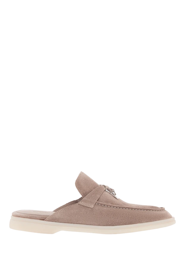 Замшевые мюли бежевого цвета женские - фото 1