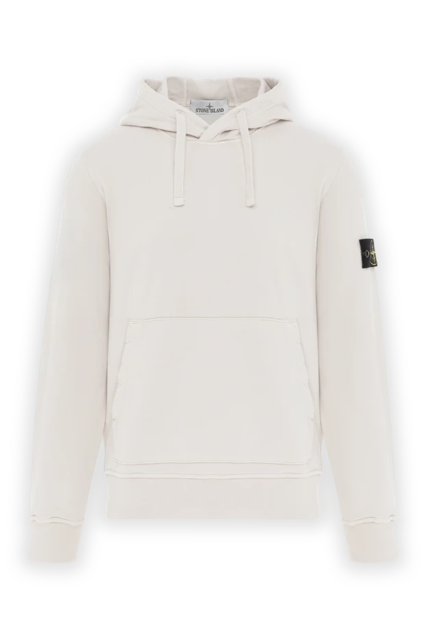 Худи из органического хлопкового флиса с капюшоном бежевое - фото 1