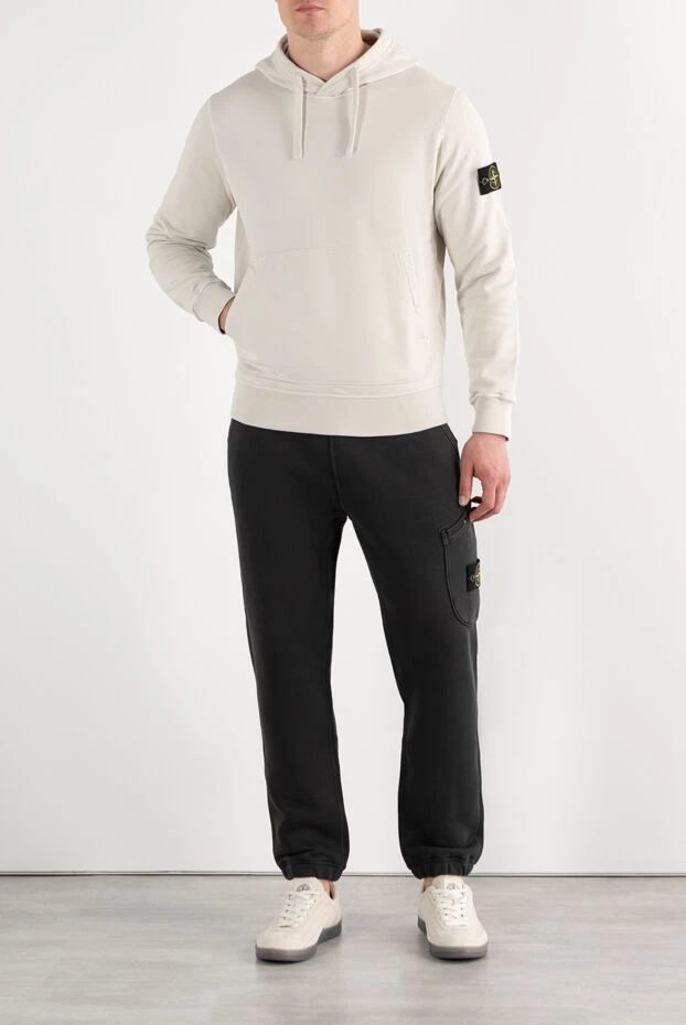 Stone Island худи из органического хлопкового флиса с капюшоном бежевое 187543 - фото 2