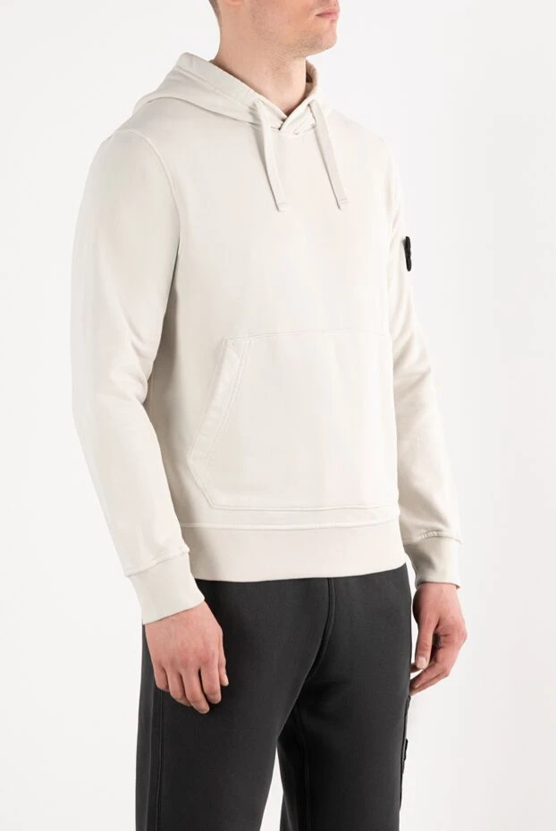 Stone Island худи из органического хлопкового флиса с капюшоном бежевое 187543 - фото 3
