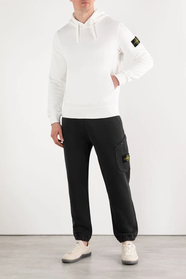Stone Island худи из органического хлопкового флиса с капюшоном белое 187544 - фото 2