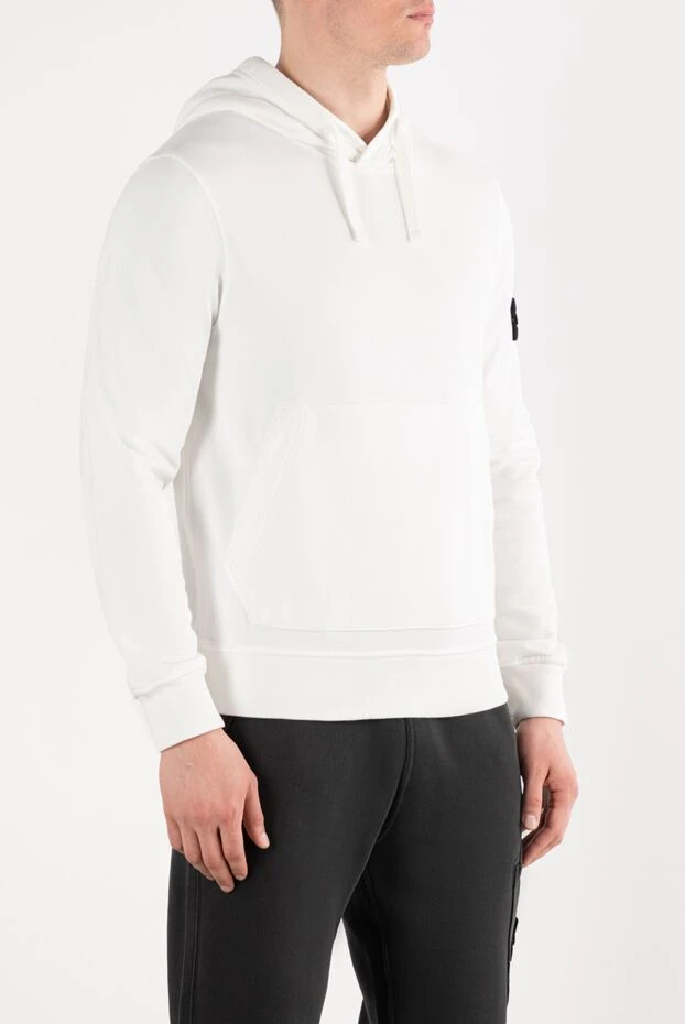 Stone Island худи из органического хлопкового флиса с капюшоном белое 187544 - фото 3