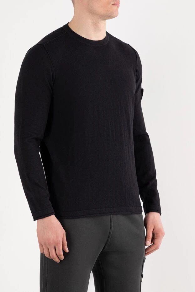 Stone Island свитер с круглым вырезом из органического хлопка и нейлона черный 187546 - фото 2