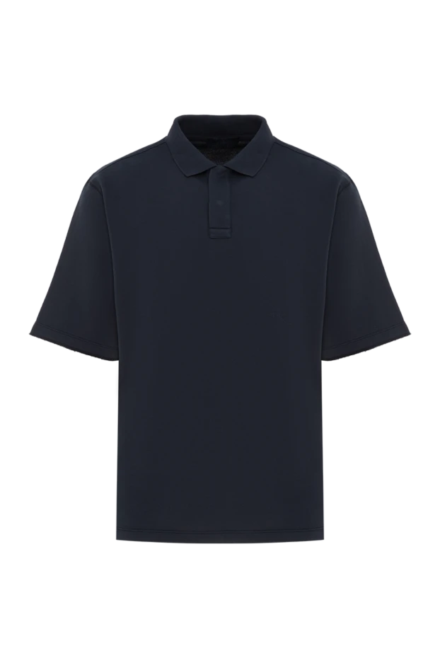 Blue men's cotton polo with hidden fastener - photo 1