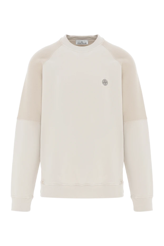 Beige cotton sweatshirt with raglan sleeves and logo - photo 1