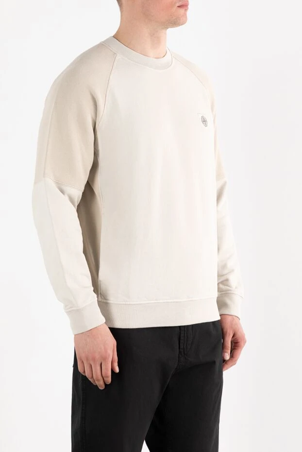 Stone Island бежевый свитшот из хлопка с рукавами реглан и логотипом 187556 - фото 3