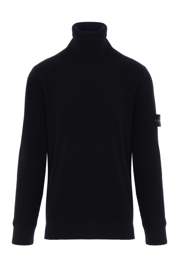 Ерлерге арналған көк қырлы тоқылған манжетті свитер - фото 1