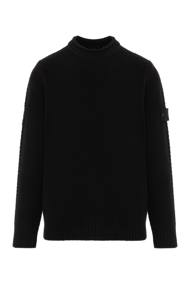 Crew neck sweater with ribbed wool, black - photo 1