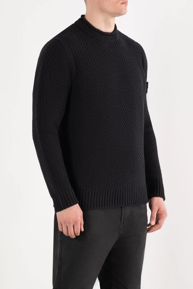 Stone Island свитер с круглым вырезом и резинкой из шерсти черный 187559 - фото 3