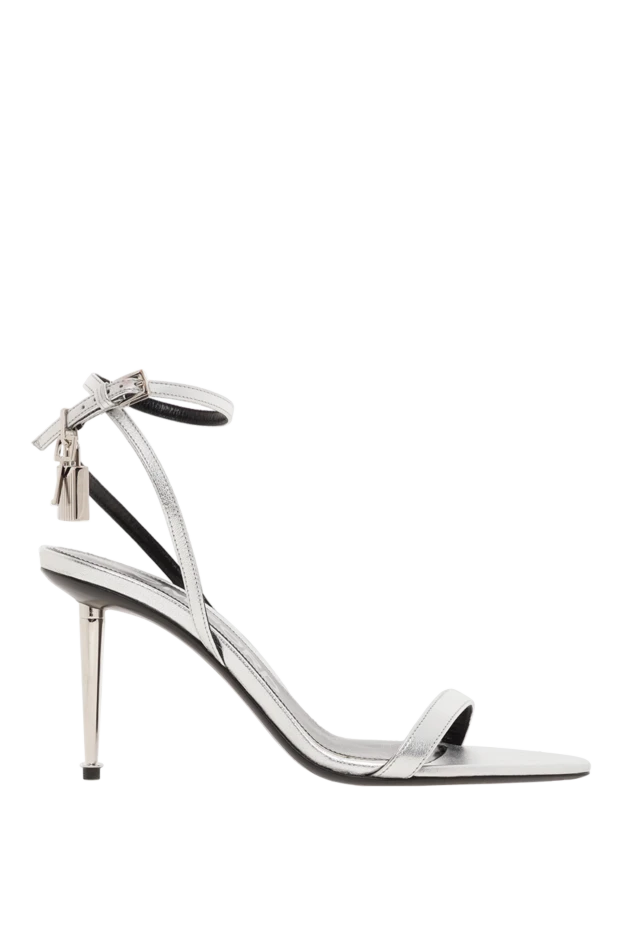 Босоножки из ламинированной кожи наппы с замком серые - фото 1