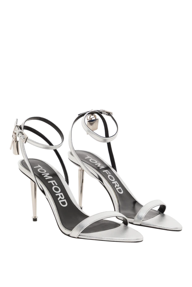 Tom Ford laminated nappa leather sandals with lock, gray 187592 - photo 3