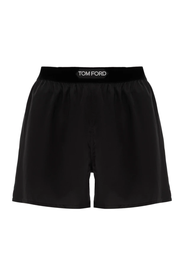 Шорты-боксеры из шелкового атласа черные женские - фото 1