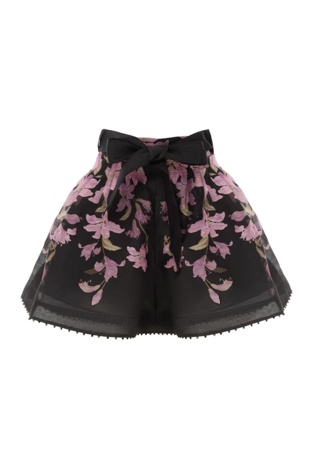 Zimmermann шорты dawning beaded tuck черного цвета с цветочным узором 187602 - фото 1