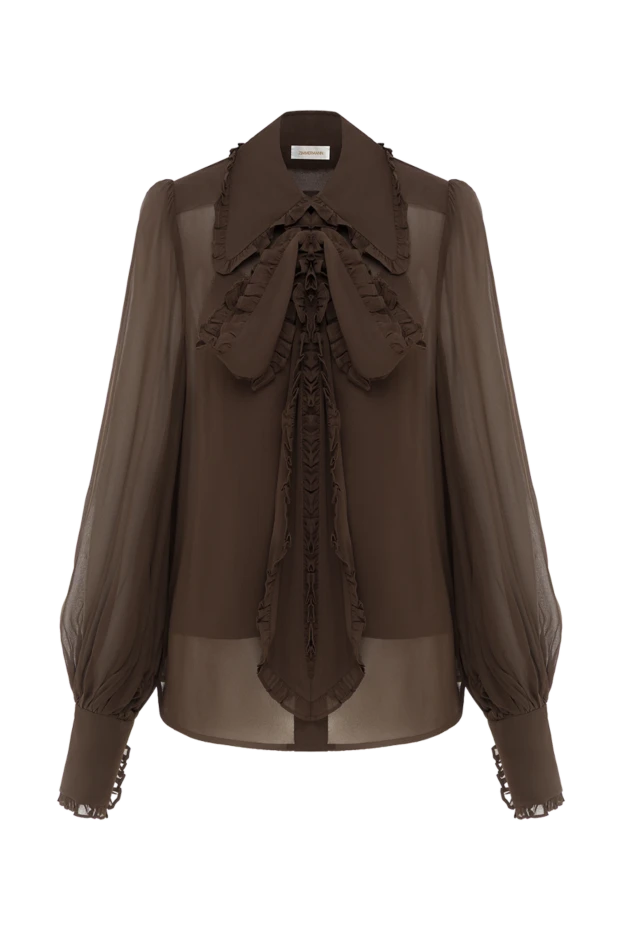 Zimmermann рубашка georgette bow с бантом из жоржета коричневая 187622 - фото 1