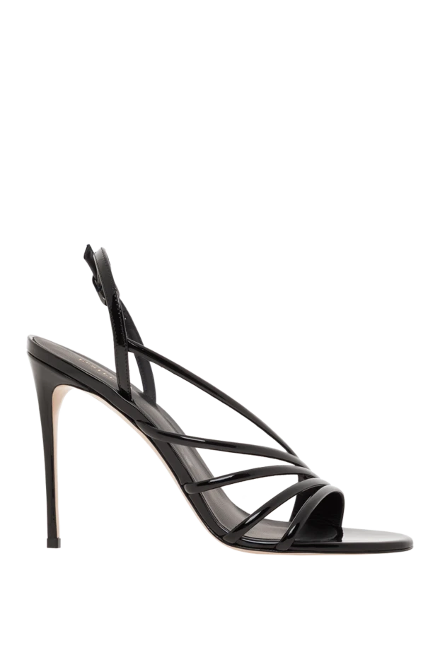 Қара лак былғары Скарлет биік өкшелі стильетто сандалдар - фото 1