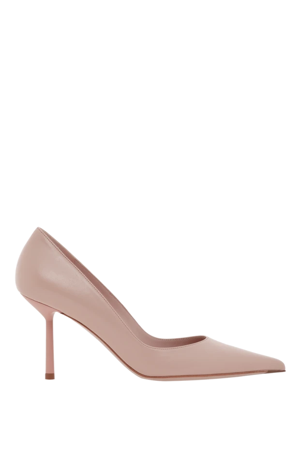 Бежевый шынайы былғарыдан өкшелі аяқ киім - фото 1