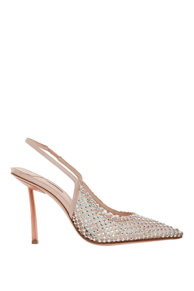 Сетчатые туфли Gilda телесного цвета с открытой пяткой и кристаллами - фото 1