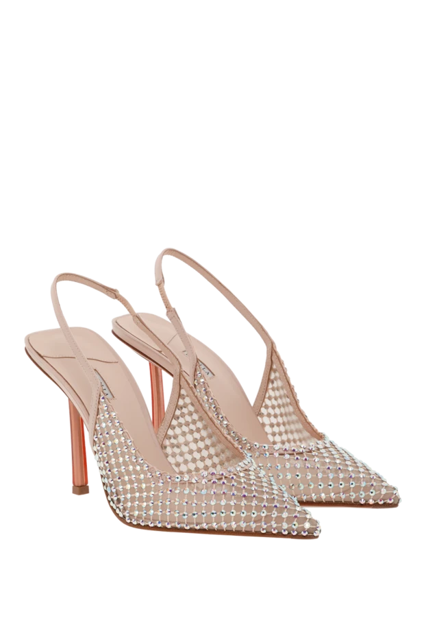 Le Silla сетчатые туфли gilda телесного цвета с открытой пяткой и кристаллами 187643 - фото 3